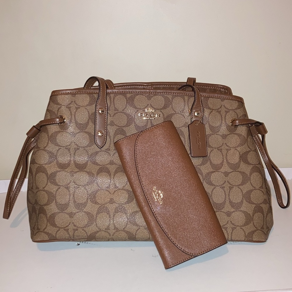 🍪 COACH Set 🍪 Drawstring Carryall Signature Purse & Wallet - Picture 15 of 16